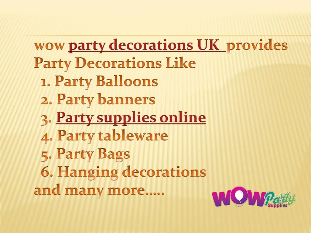 wow party decorations uk provides party
