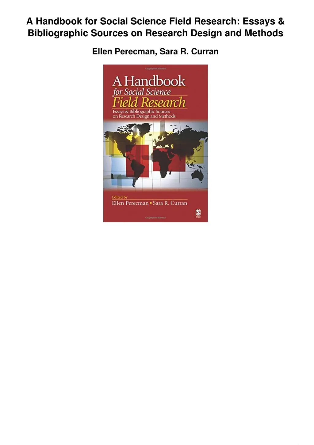 a handbook for social science field research