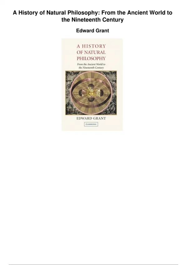 A History Of Natural Philosophy From The Ancient World To The Nineteenth Century_PDF