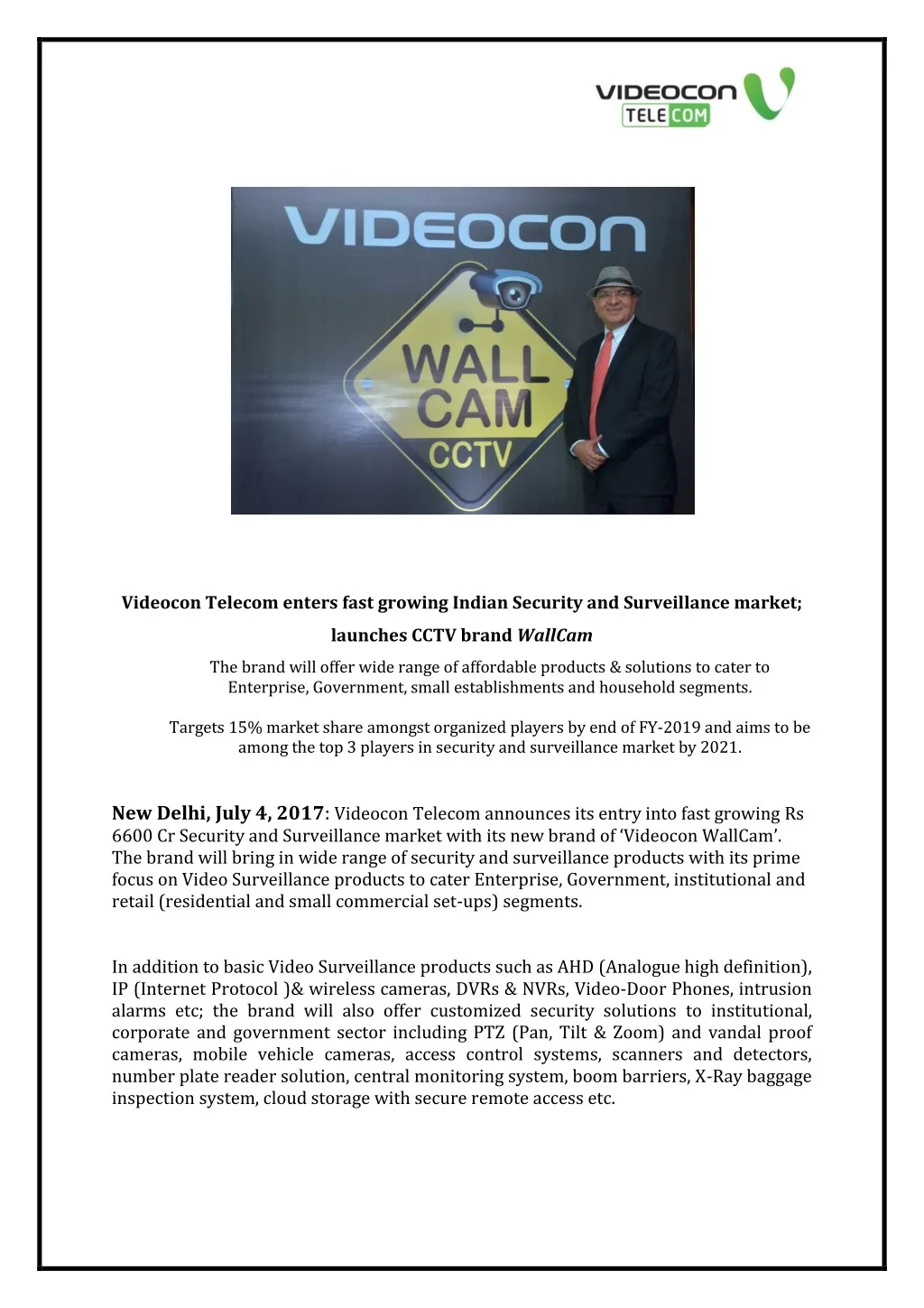 videocon telecom enters fast growing indian