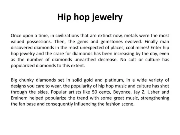 Hip hop jewelry