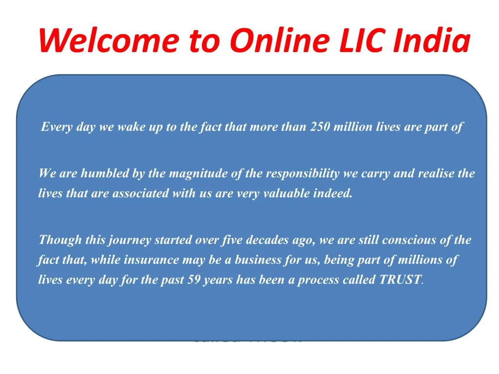 welcome to online lic india