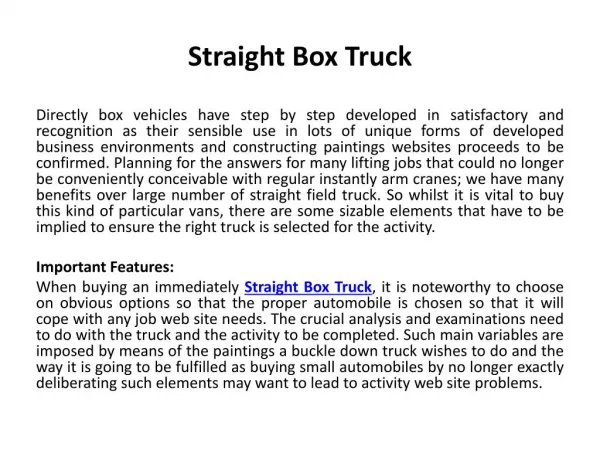 Straight Box Truck