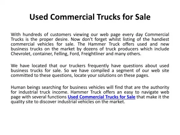 Used Commercial Trucks for Sale