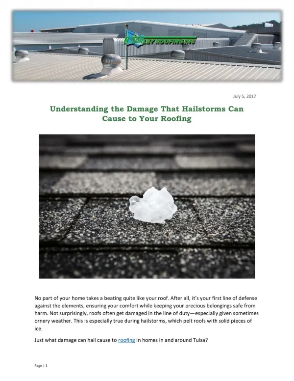 Understanding the Damage That Hailstorms Can Cause to Your Roofing