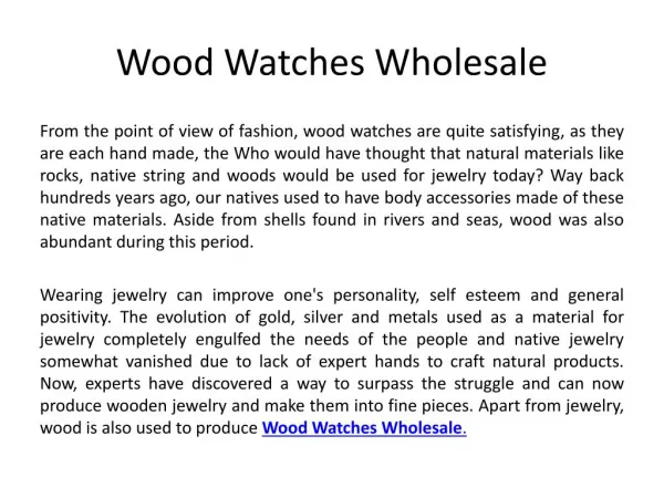 Wood Watches Wholesale