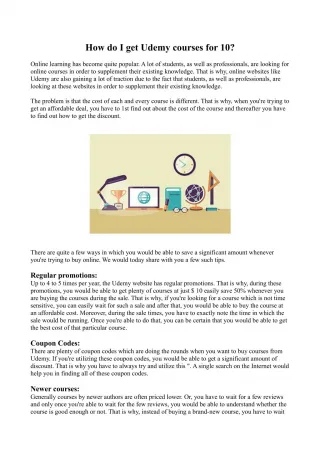 How do I get Udemy courses for 10 dollar - slide 1