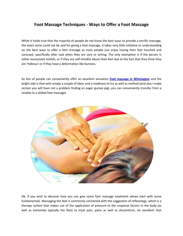 Deep Tissue Therapy in Wilmington | Body Massage in Wilmington