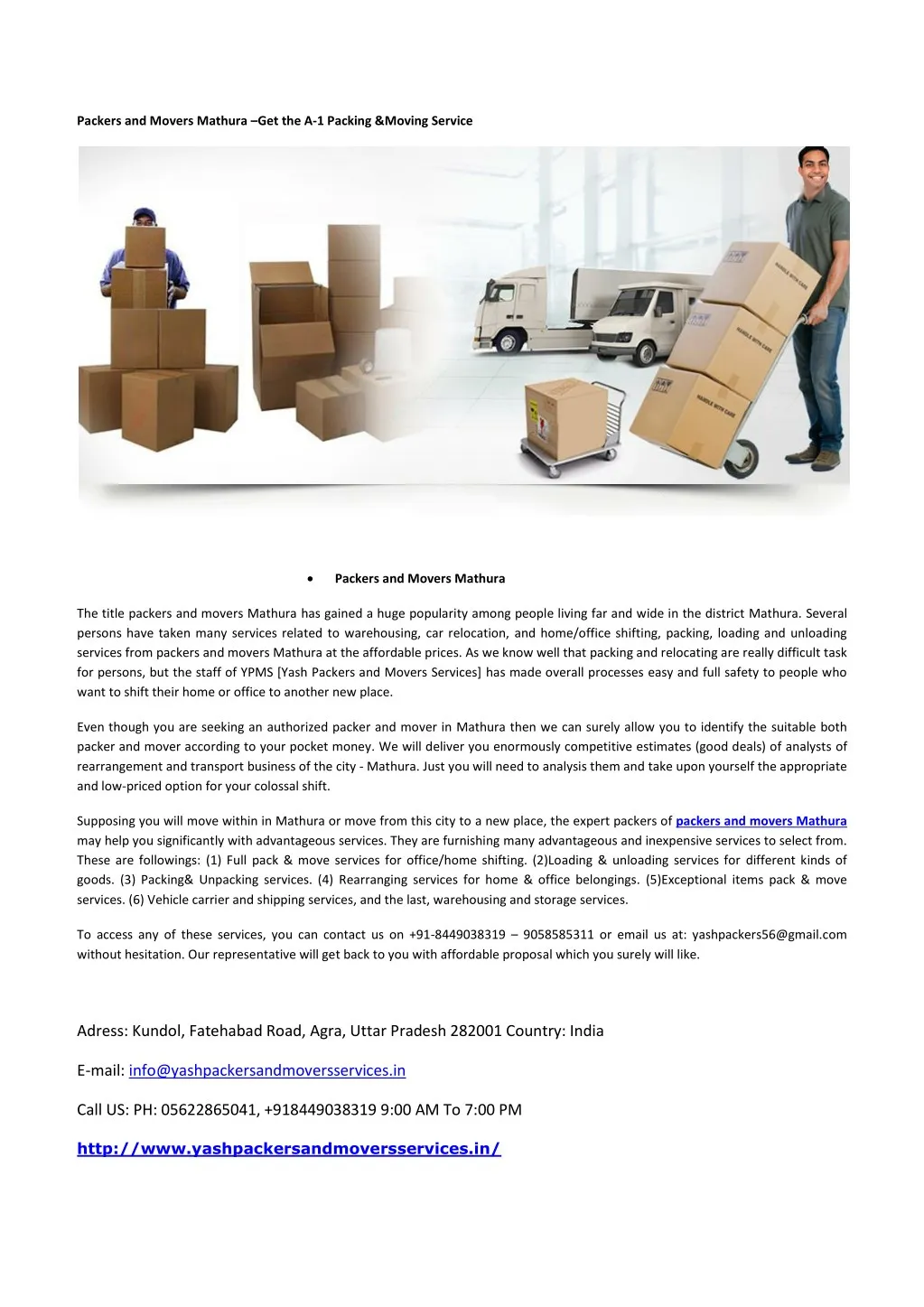 packers and movers mathura get the a 1 packing