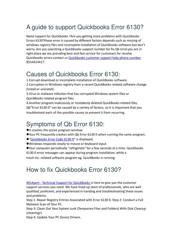how to resolve Quickbooks error 6130?