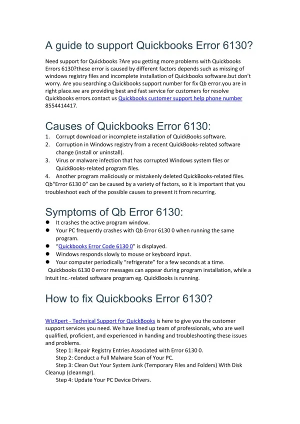 how to fix Quickbooks error 6130?