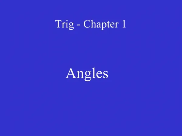 Trig - Chapter 1
