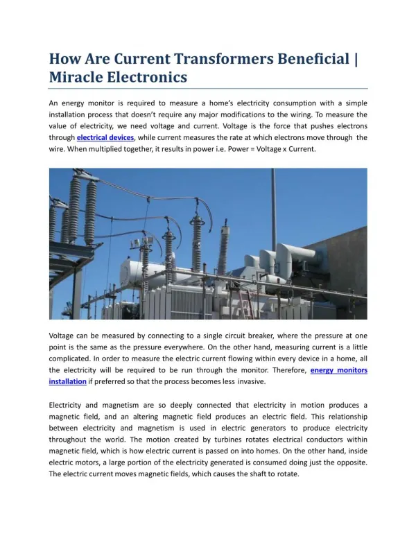 How Are Current Transformers Beneficial - Miracle Electronics