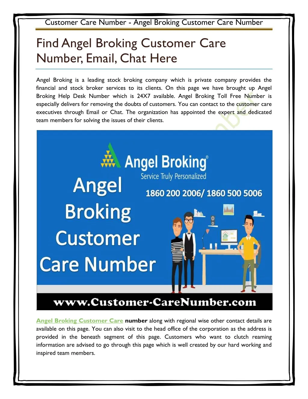 customer care number angel broking customer care