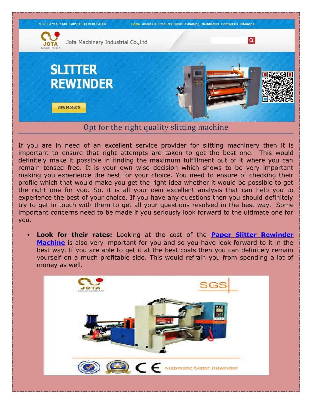 opt for the right quality slitting machine