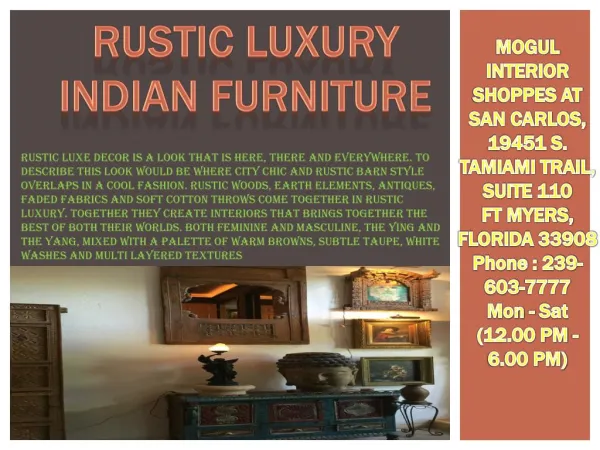 Rustic Luxury Indian Furniture