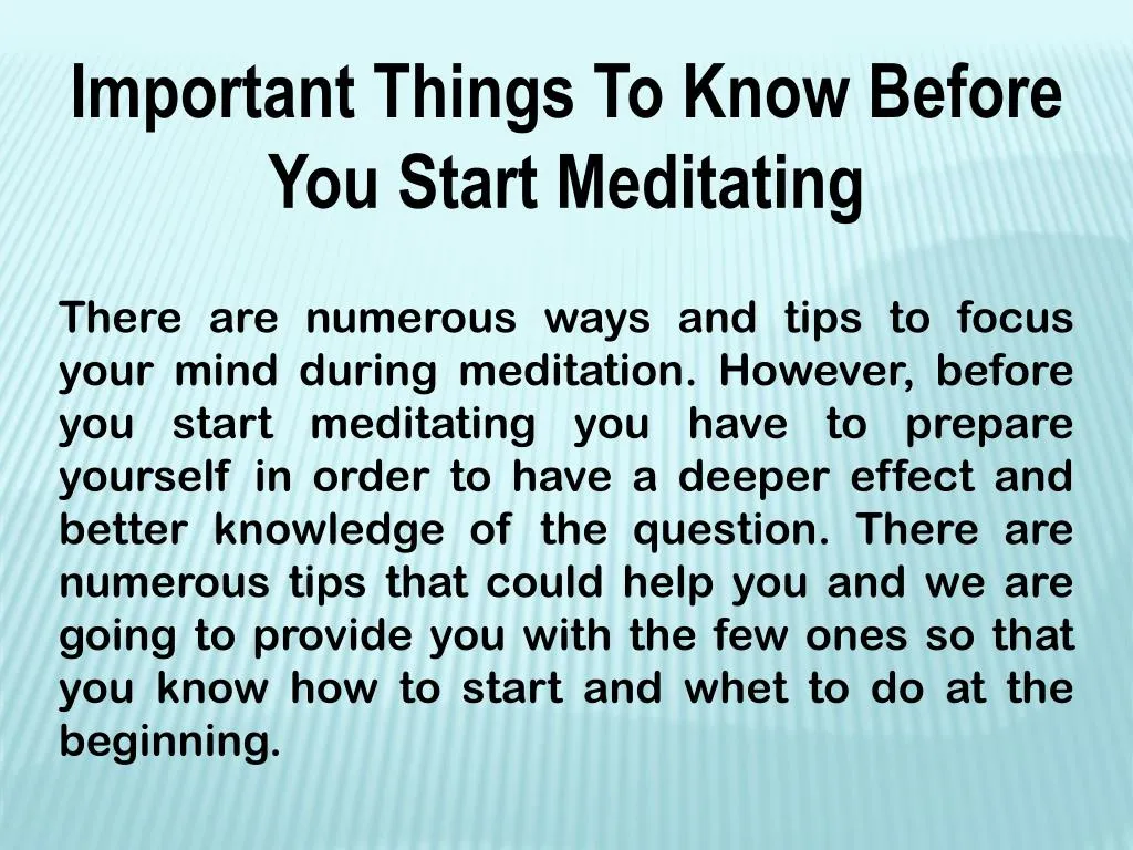 important things to know before you start