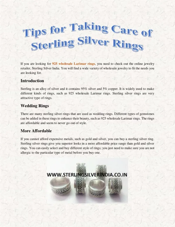 Tips for Taking Care of Sterling Silver Rings