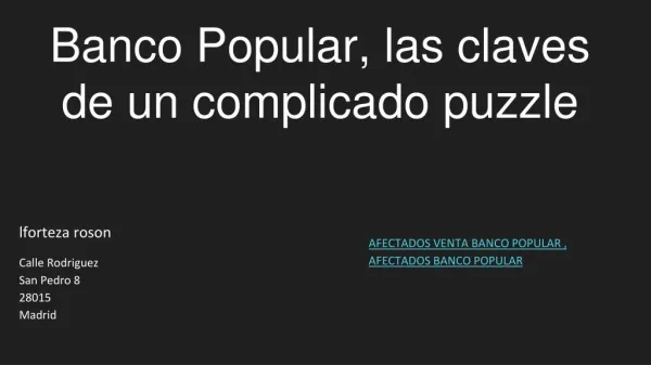 Banco Popular, las claves de un complicado puzzle