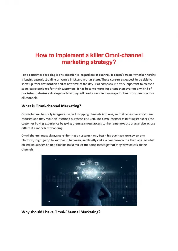How to implement a killer Omni-channel marketing strategy?