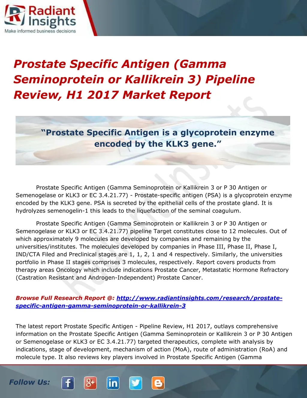 prostate specific antigen gamma seminoprotein