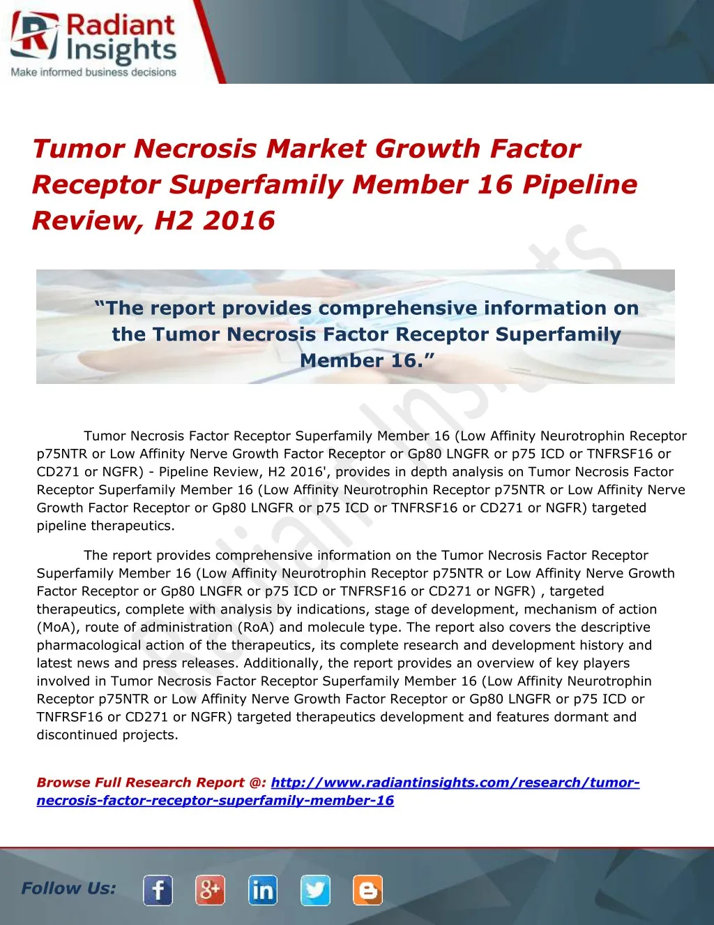 tumor necrosis market growth factor receptor