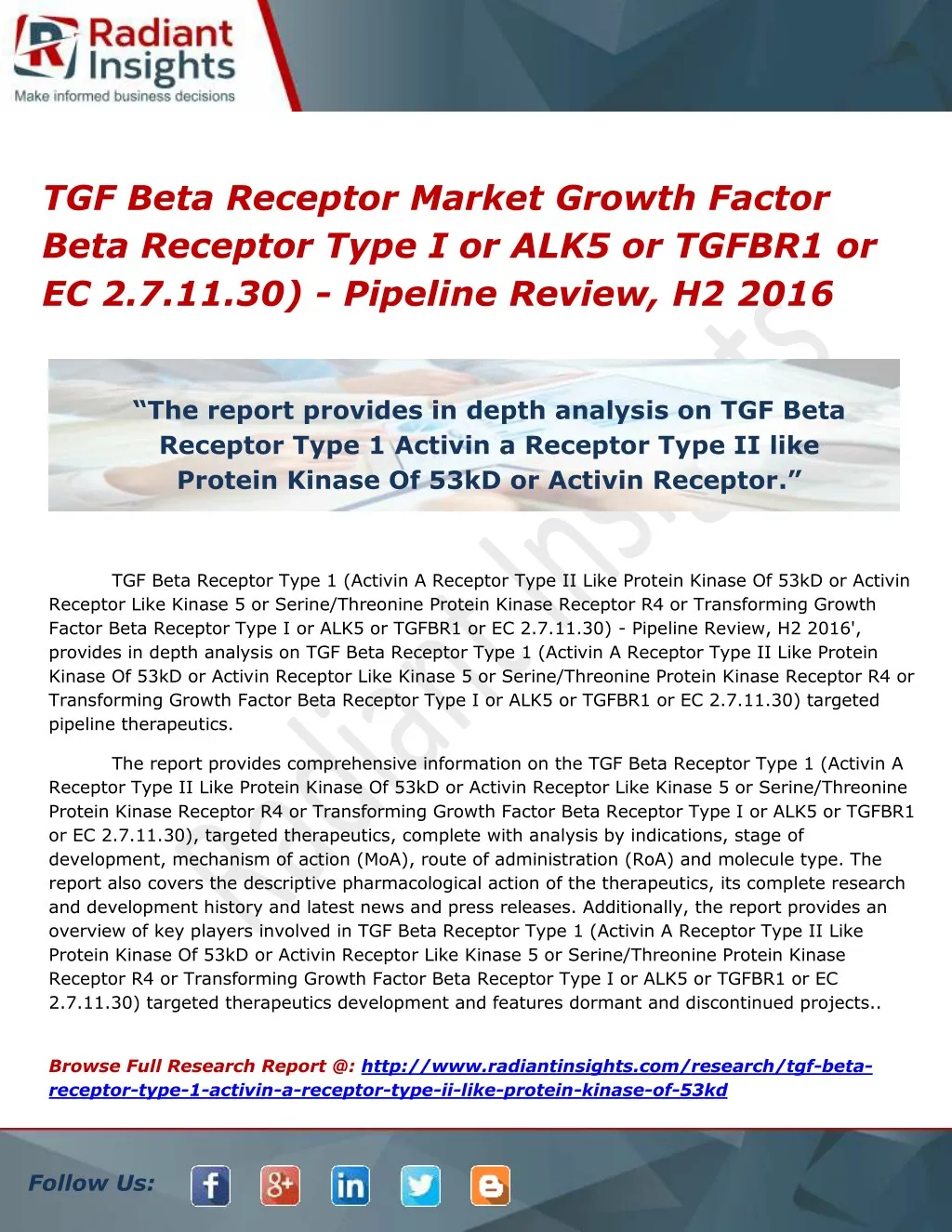 tgf beta receptor market growth factor beta