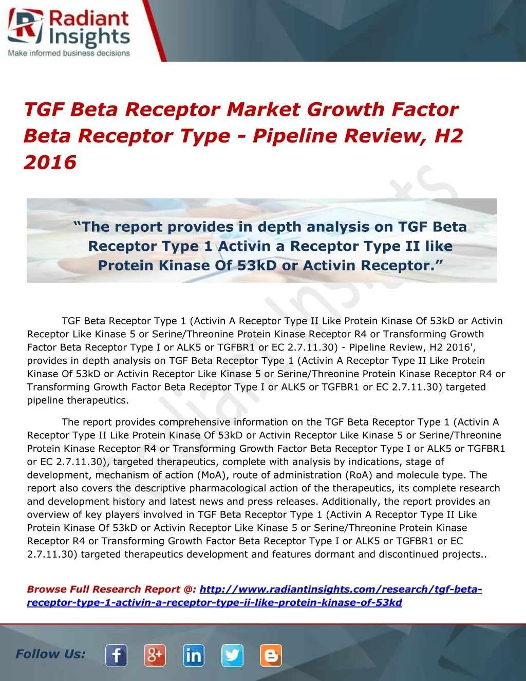 tgf beta receptor market growth factor beta