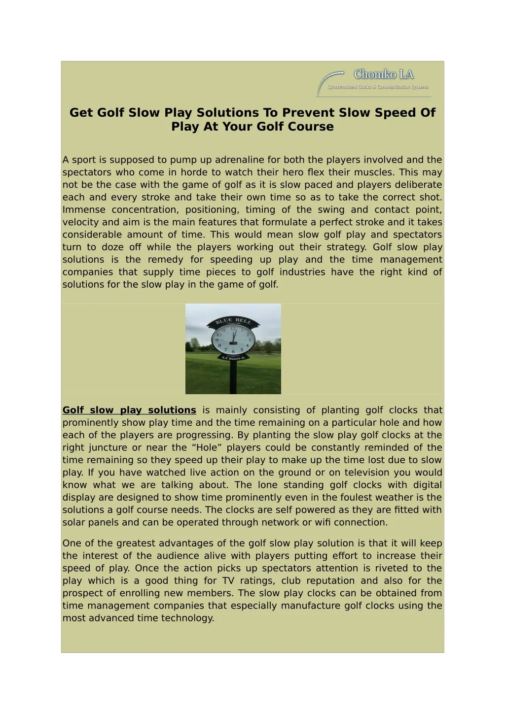 get golf slow play solutions to prevent slow