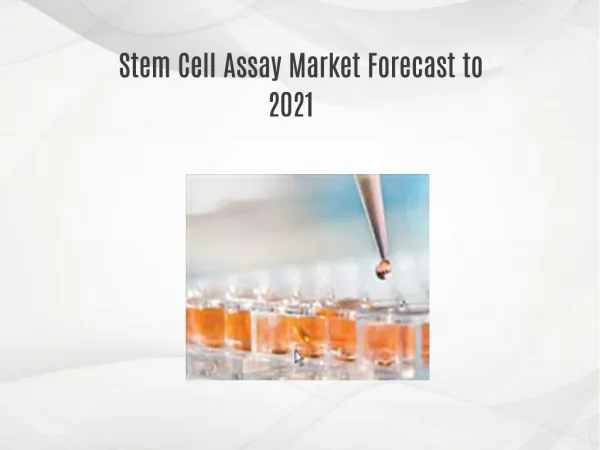 Stem Cell Assay Market Forecast to 2021