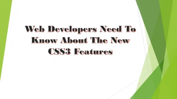 Web Developers Need To Know About The New CSS3 Features
