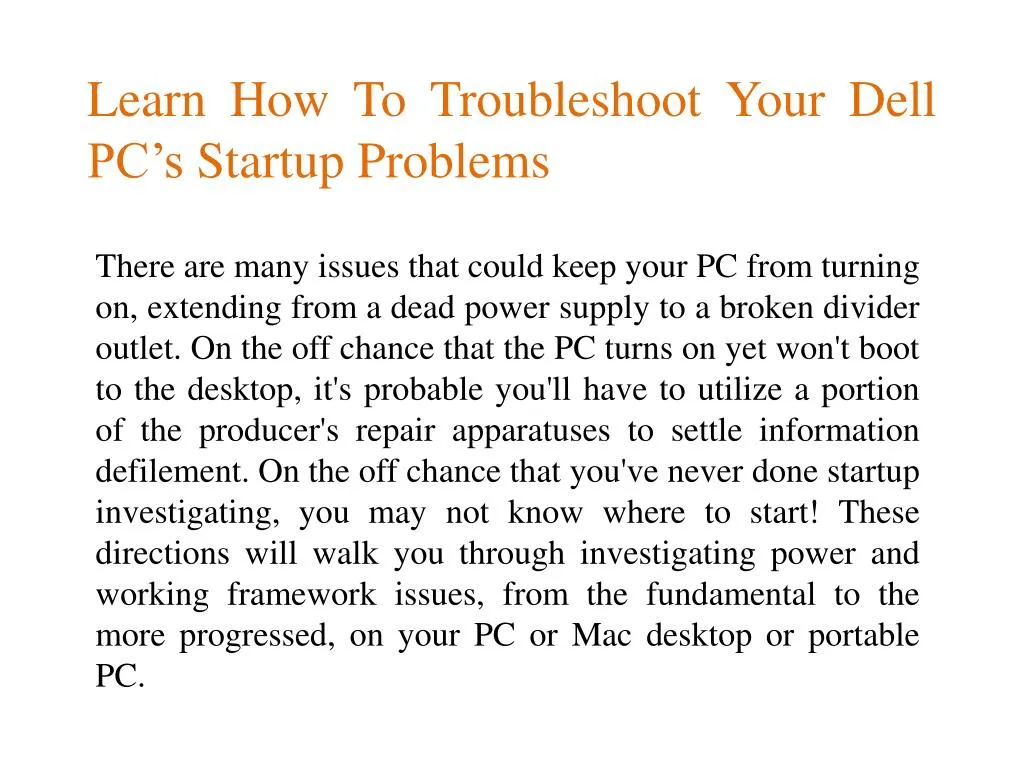 learn how to troubleshoot your dell pc s startup problems
