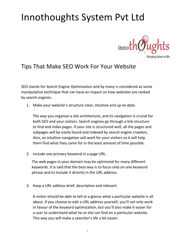 Tips to make SEO work for your website