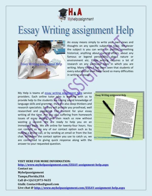 Essay Writing assignment Help