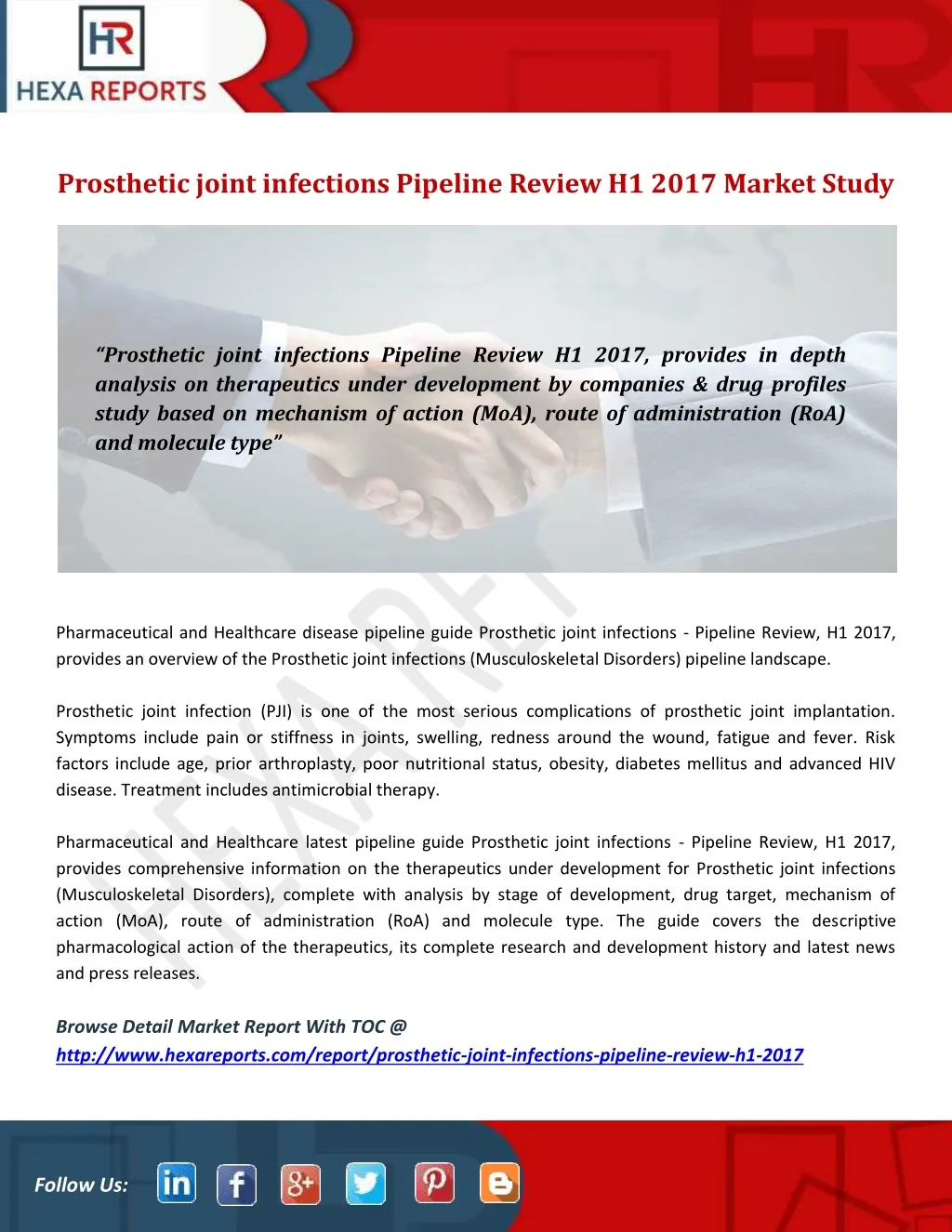 prosthetic joint infections pipeline review