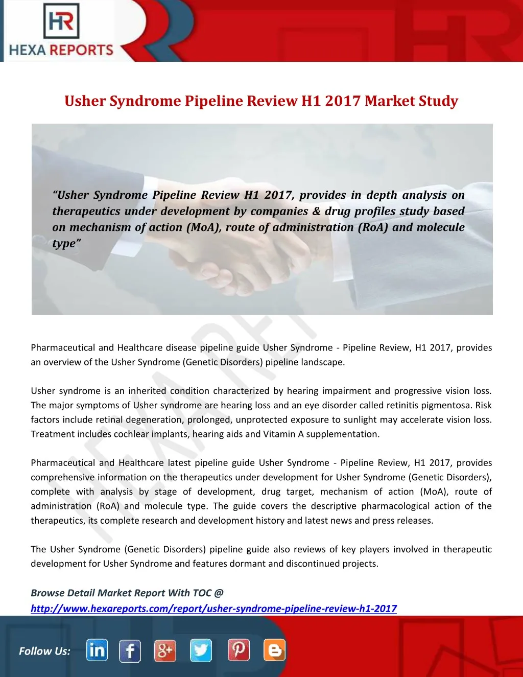 usher syndrome pipeline review h1 2017 market