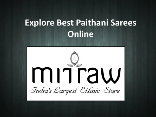 Explore Best Paithani Sarees Online