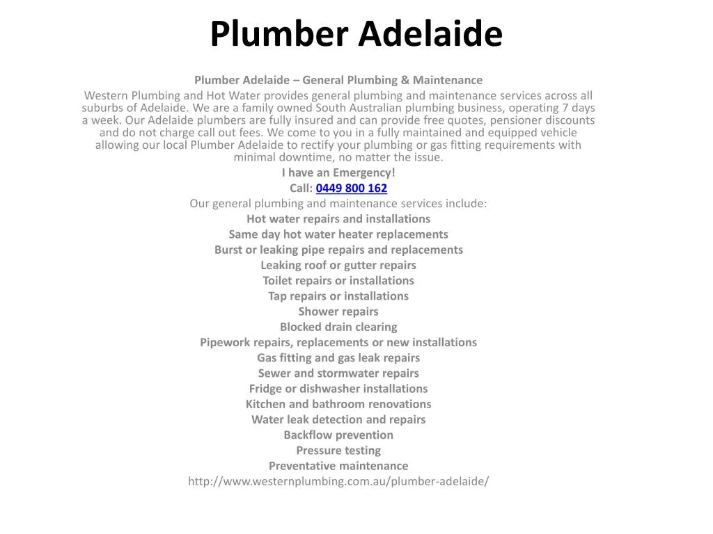 plumber adelaide