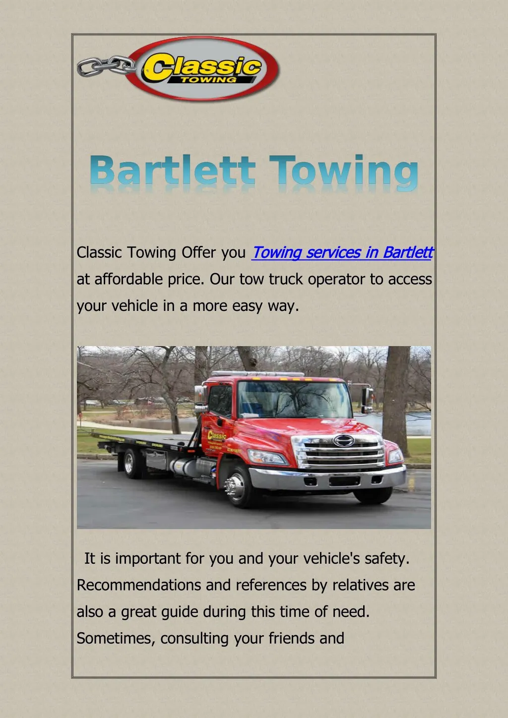 classic towing offer you towing