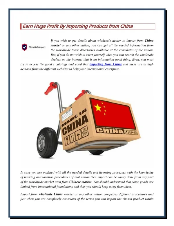 Earn Huge Profit By Importing Products from China