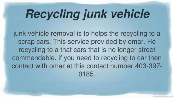 Junk vehicle Removal