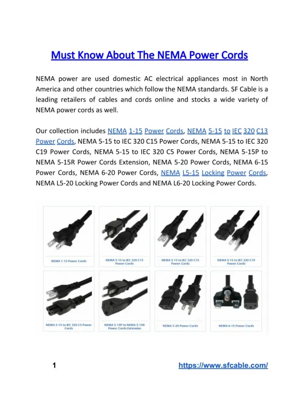 Must Know About The NEMA Power Cords