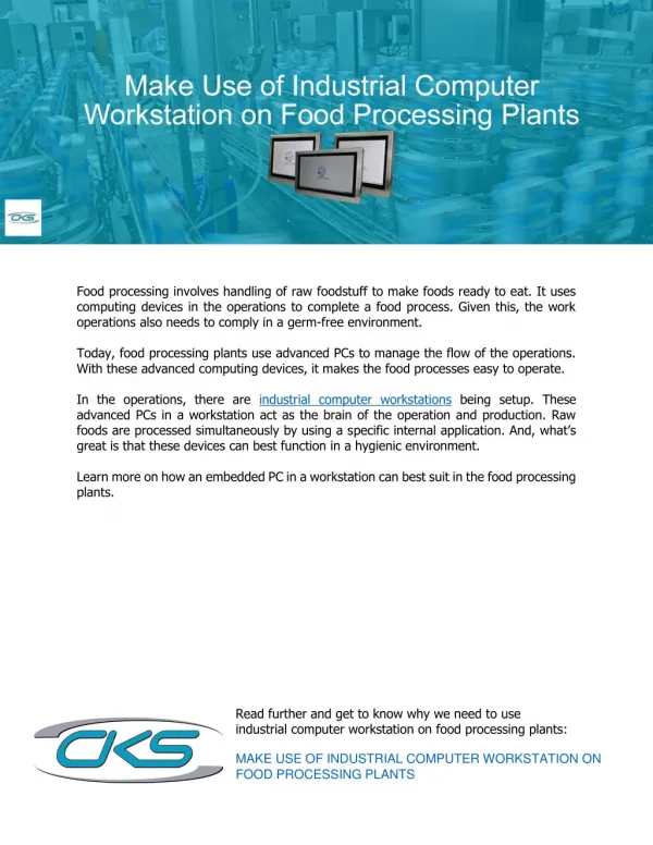 Make Use of Industrial Computer Workstation on Food Processing Plants