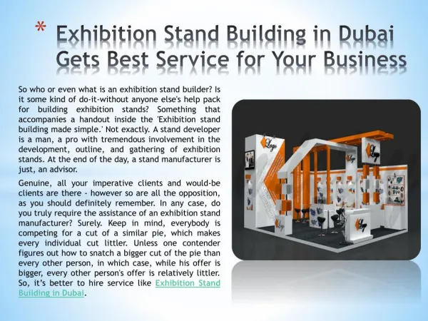 Exhibition Stand Building in Dubai Gets Best Service for Your Business