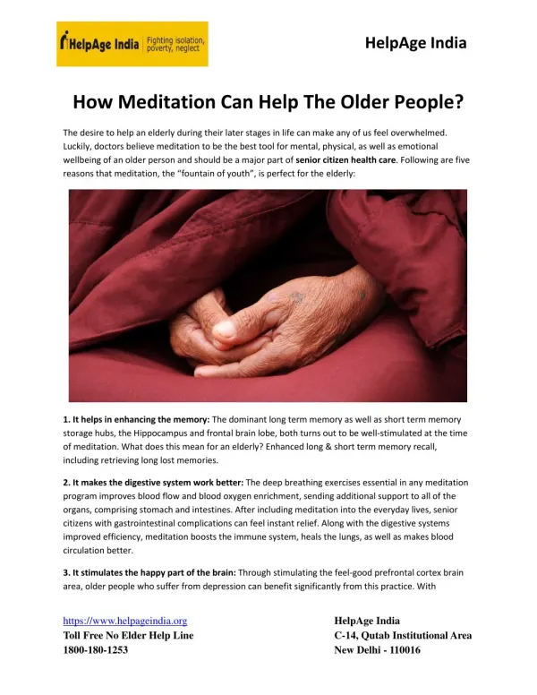 How Meditation Can Help The Older People?