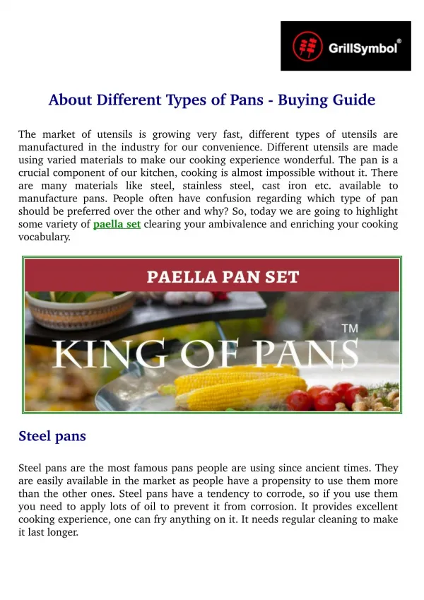 About Different Types of Pans - Buying Guide