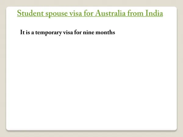 student spouse visa for Australia from India