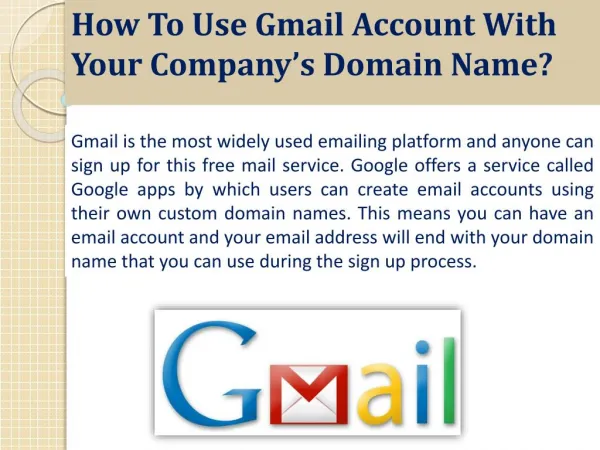 How To Use Gmail Account With Your Company’s Domain Name?