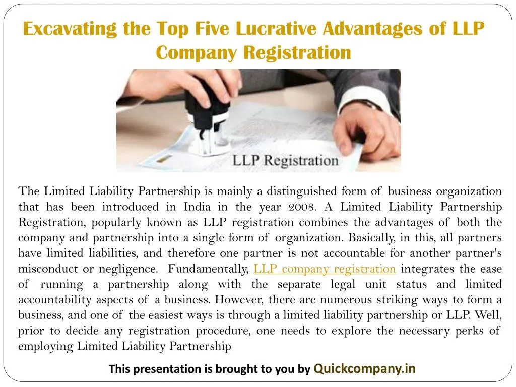excavating the top five lucrative advantages of llp company registration