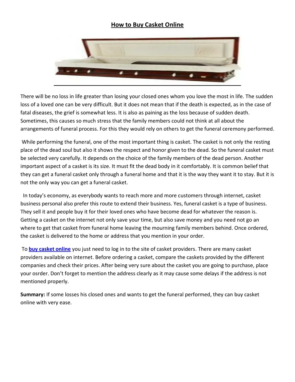how to buy casket online